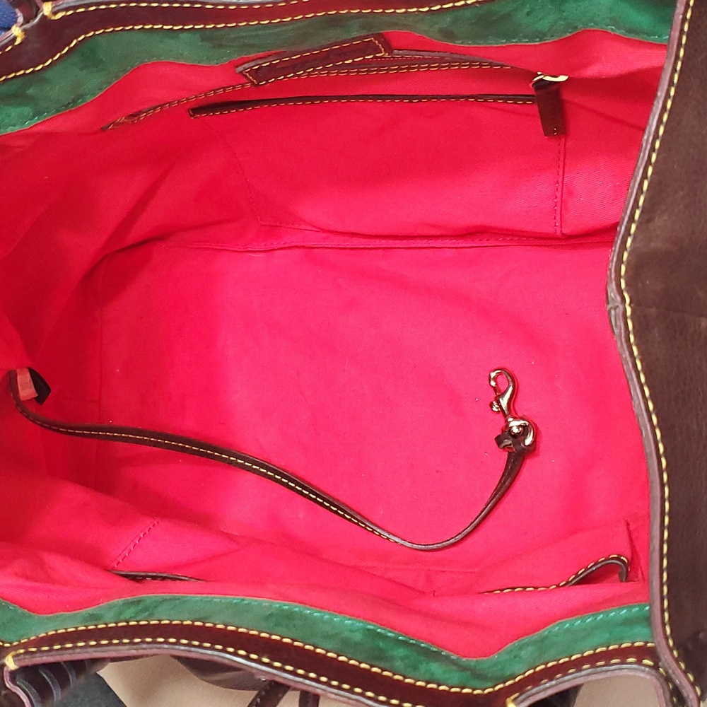Dooney Florentine Vintage Whipstitch Tomoro Brown Tote Bag - Picture 7 of 10